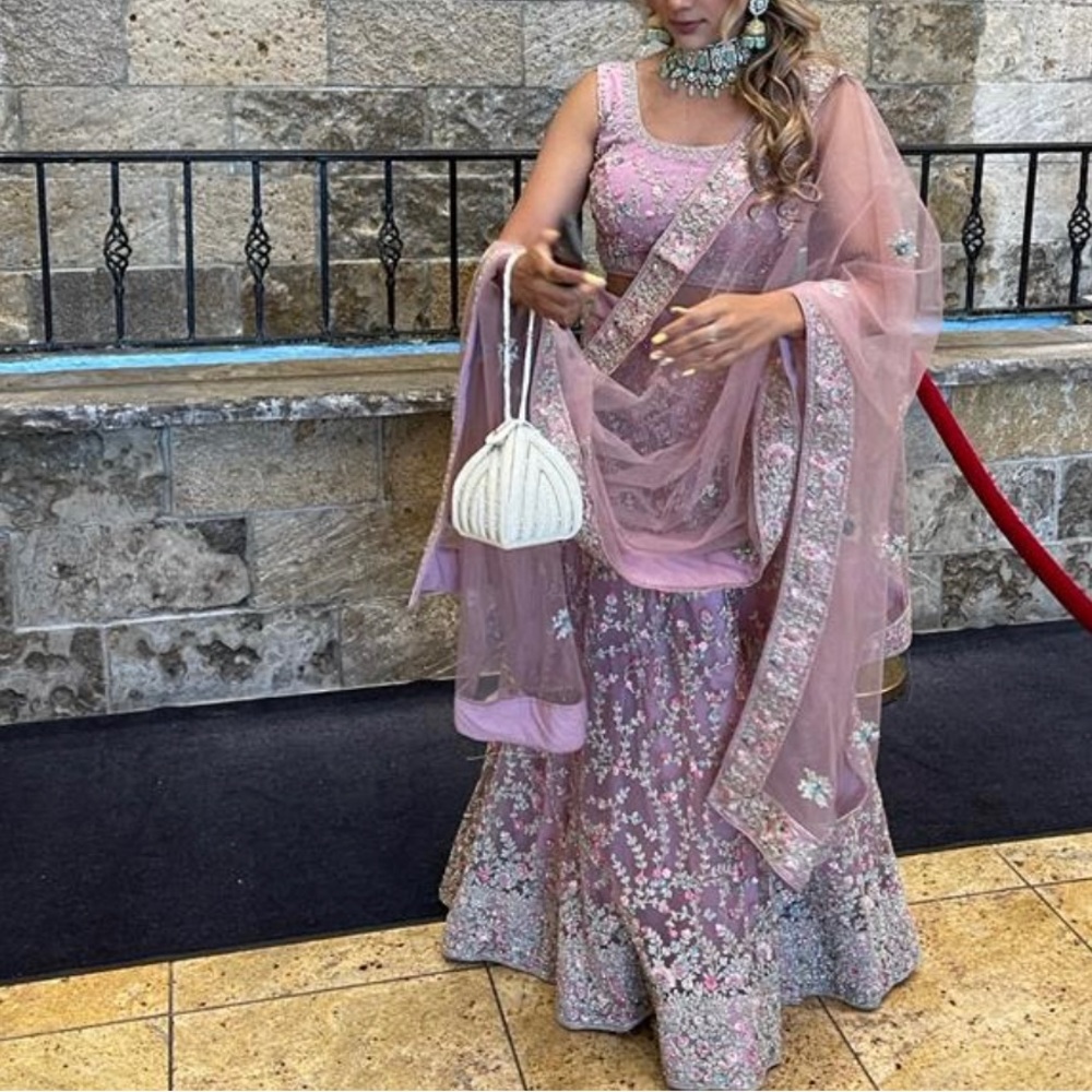 Elegant Pink Embroidered Lehenga
